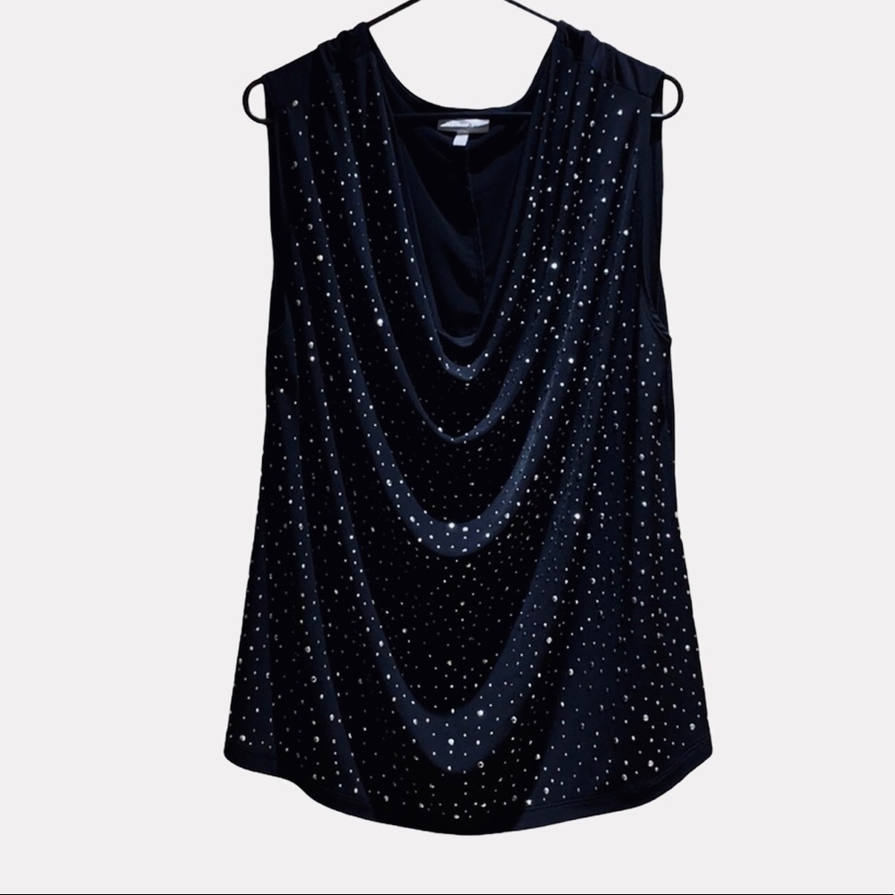 Fashion Bug plus size black sparkle cowl neck sleeveless top Size 0X